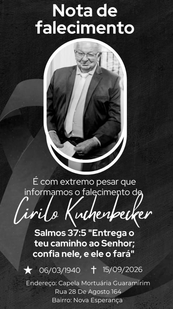 Cirilo Kuchenbecker morre aos 86 anos em Guaramirim